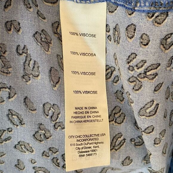 Loralette Blue Leopard Print Kimono Sleeve Mini Dress NWT Size 16-18/Extra Large - Picture 5 of 7